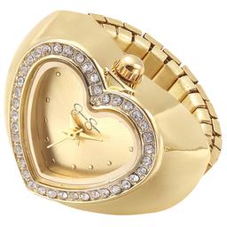 Womens Jessica Simpson Gold-Tone Heart Ring Watch - JR0007GD