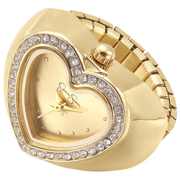 Womens Jessica Simpson Gold-Tone Heart Ring Watch - JR0007GD - image 