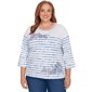 Plus Size Alfred Dunner Hilton Head Applique Flower Tie Dye Stri - image 1