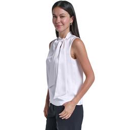 Womens Calvin Klein Sleeveless Asymmetrical Tie Neck Blouse