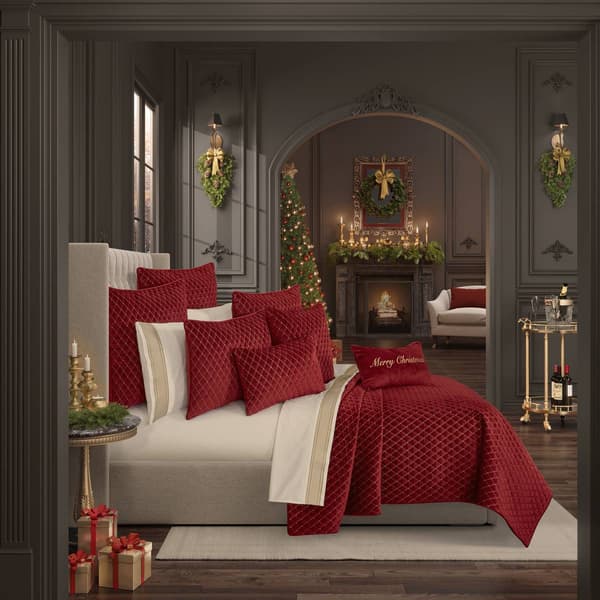 J. Queen New York Grandeur Crimson Quilted Decorative Pillow