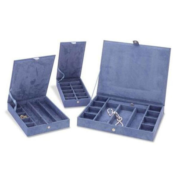 Unisex Reed & Barton Faux Suede Stackable Jewelry Boxes - image 