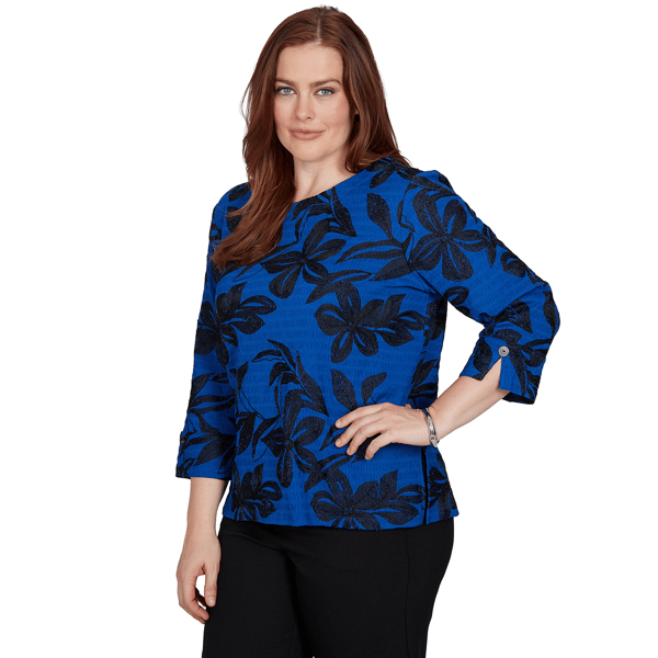 Womens Alfred Dunner Dinner Theater Textured Floral Blouse