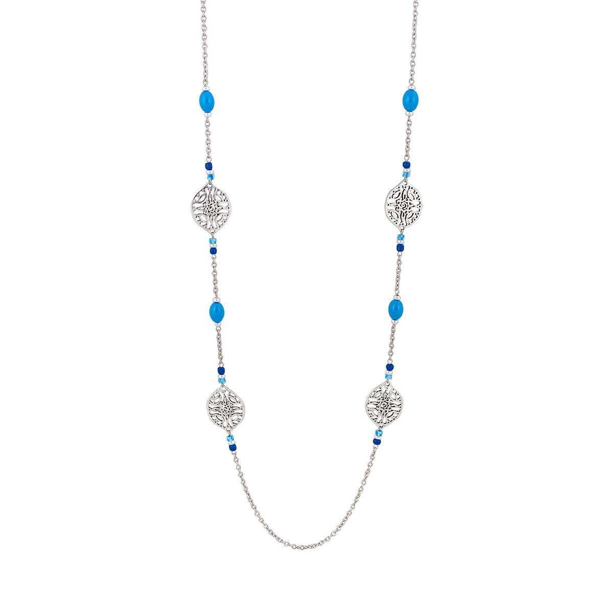 Ruby Rd. Silver-Tone Chain Necklace w/ Bead and Filigree...