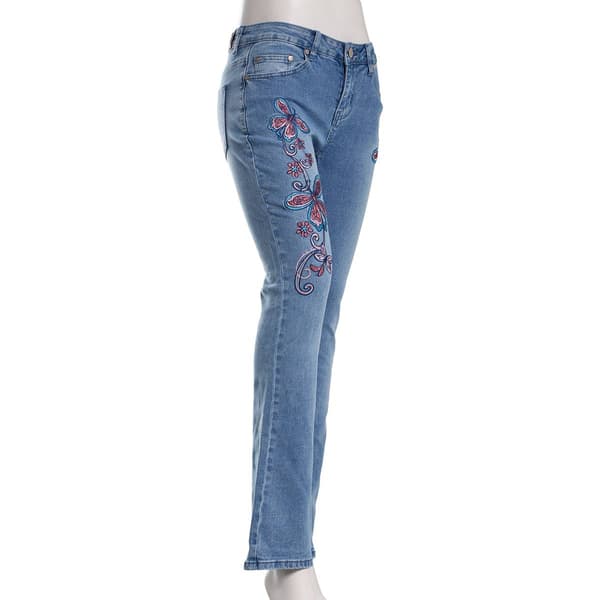 Juniors Gogo Jeans Low Rise Bootcut Jeans w/ Butterfly Embroidery