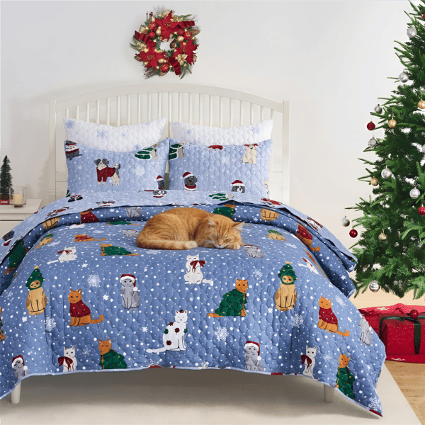 Greenland Home Fashions™ Winter Whiskers Festive Pets Quilt Set