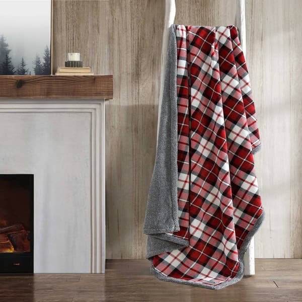 Eddie Bauer Parkwood Plaid Plush-Fleece Reversible Throw