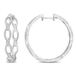 Sophia B 1/4ctw. Diamond Woven Hoop Silver Earrings