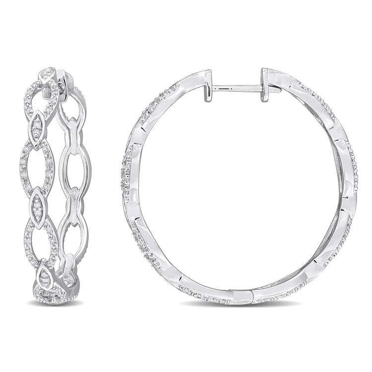 Sophia B 1/4ctw. Diamond Woven Hoop Silver Earrings