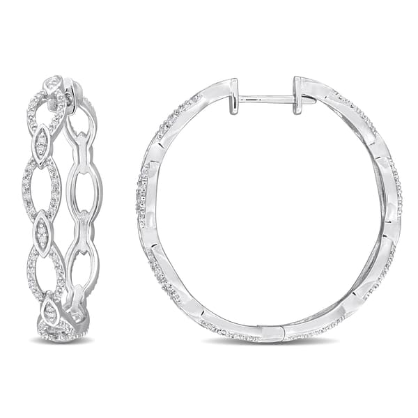 Sophia B 1/4ctw. Diamond Woven Hoop Silver Earrings