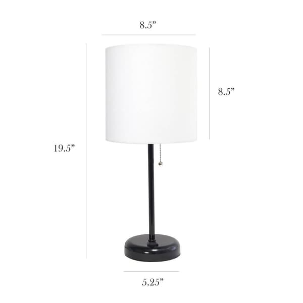 LimeLights Black Stick Lamp w/Charging Outlet & Shade - Set of 2