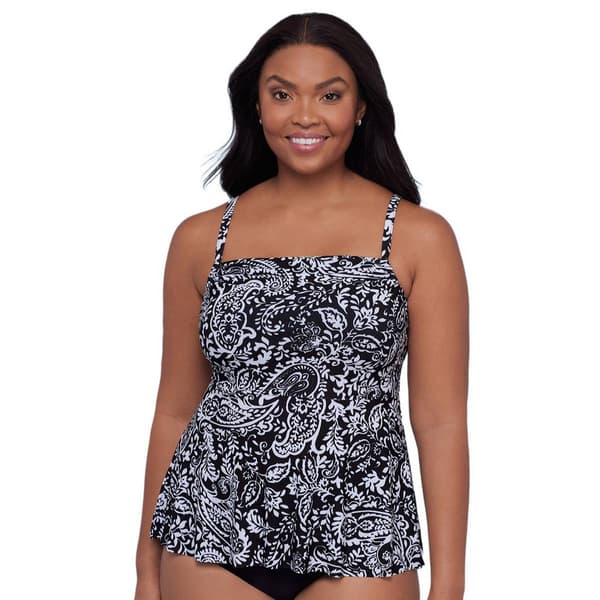 Womens TrimShaper Boho Paisley Tankini Swim Top