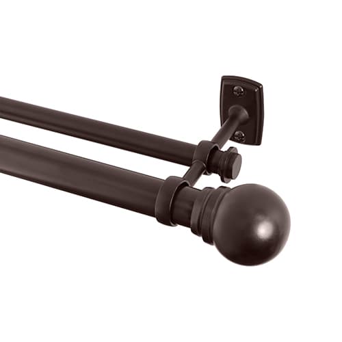 Kenney Hamlin 1in. Double Decorative Rod Set - Brown