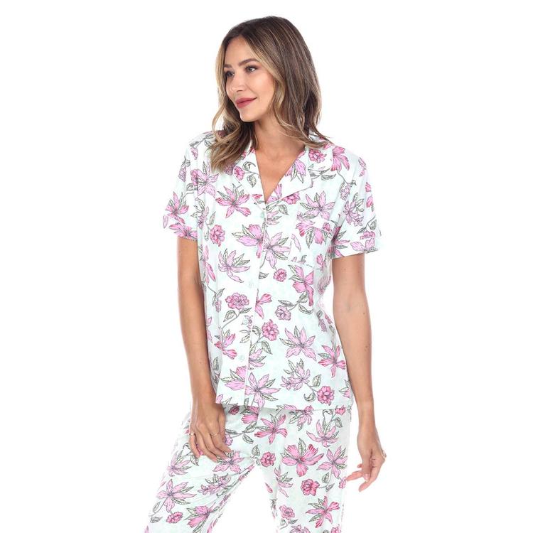 Womens White Mark 2pc. Floral Leopard Pajama Set