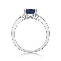 Sterling Silver Ring w/ Created Sapphire & White Topaz