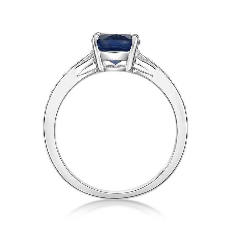 Sterling Silver Ring w/ Created Sapphire & White Topaz