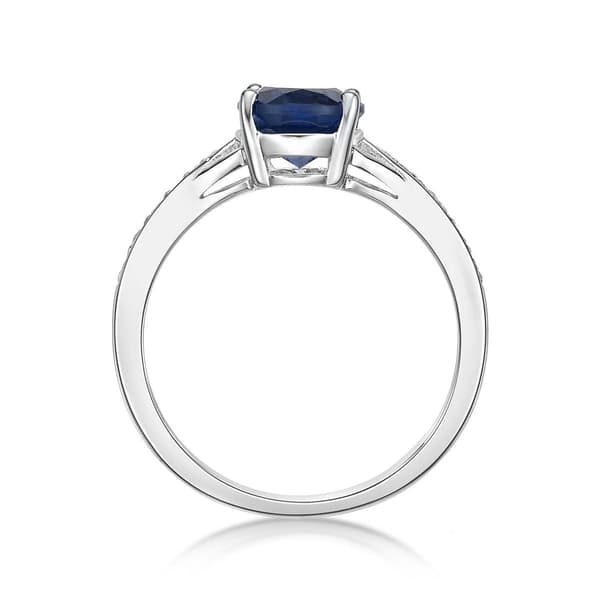 Sterling Silver Ring w/ Created Sapphire & White Topaz
