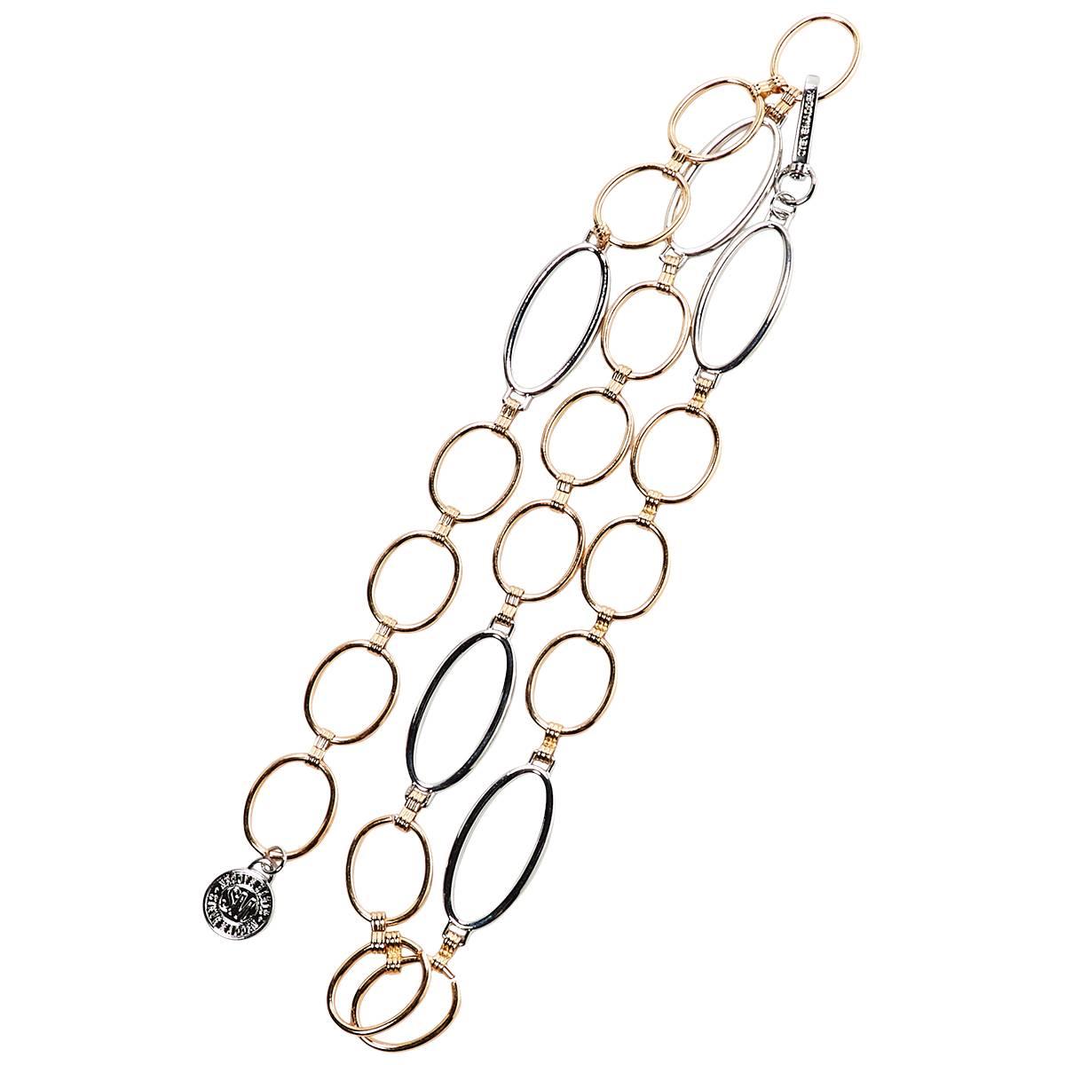 Womens Steve Madden 2 Tone Oval Circle Chain Belt