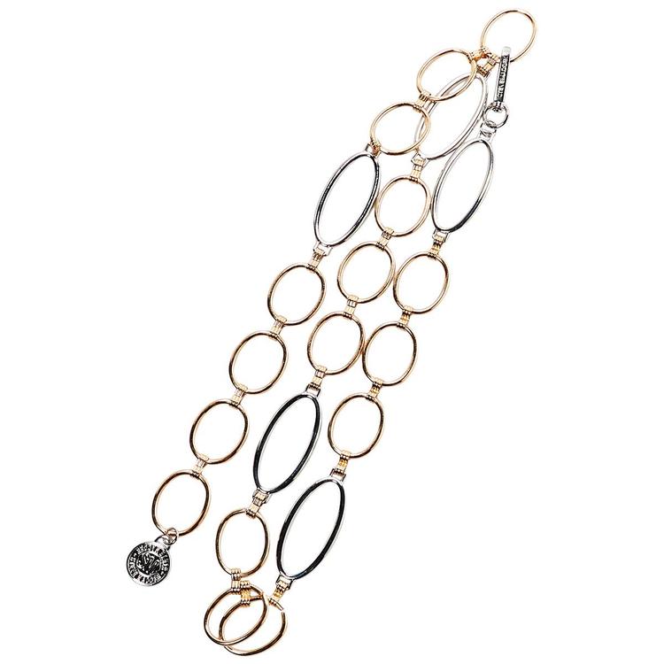 Womens Steve Madden 2 Tone Oval Circle Chain Belt