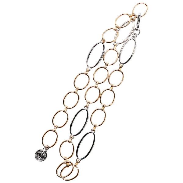Womens Steve Madden 2 Tone Oval Circle Chain Belt - image 