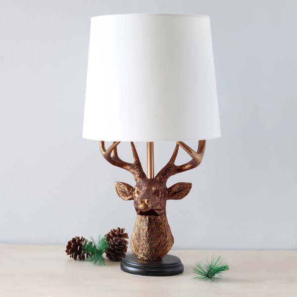 Simple Designs Woodland Rustic Antler Copper Deer Table Lamp