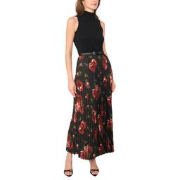 Womens Cece Sleeveless Solid Mock Neck Top Pleat Bottom Dress