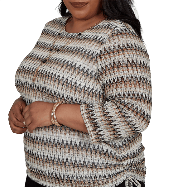 Plus Size Alfred Dunner Travel Advisory Textured Zig Zag Blouse