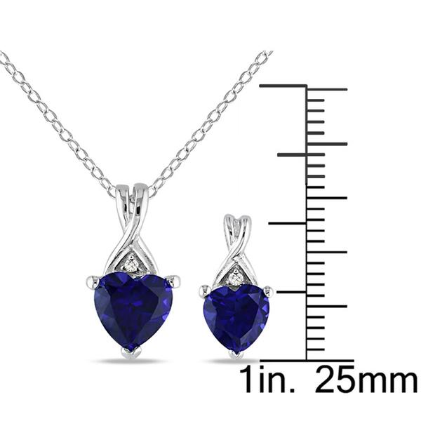 Gemstone Classics&#8482; 3 3/4 kt. Created Sapphire Silver Necklace Set