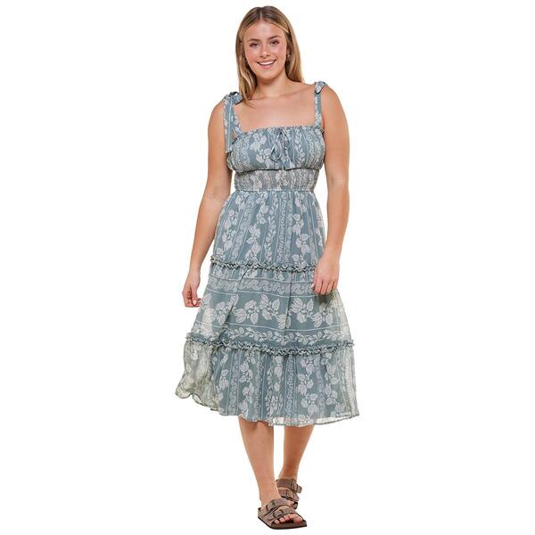 Trixxi Juniors Floral Tie Shoulder Midi Dress - image 