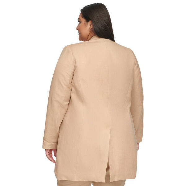 Plus Size Calvin Klein Roll Tab Sleeve Linen Jacket
