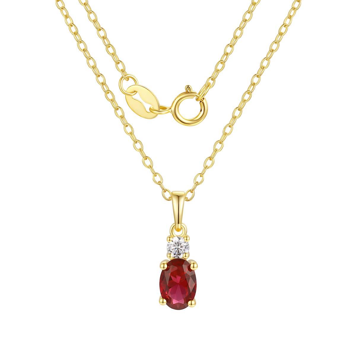 January Birthstone Simulated Garnet & CZ Pendant