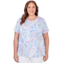 Plus Size Alfred Dunner Key Items Short Sleeve Paisley Knit Tee