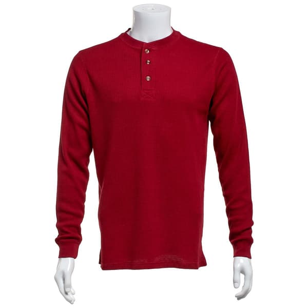 Mens Preswick & Moore(R) Long Sleeve Thermal Henley Pajama Shirt - image 