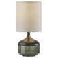 HomeRoots 16in. Dark Green Wood and Smoked Glass Table Lamp - image 1