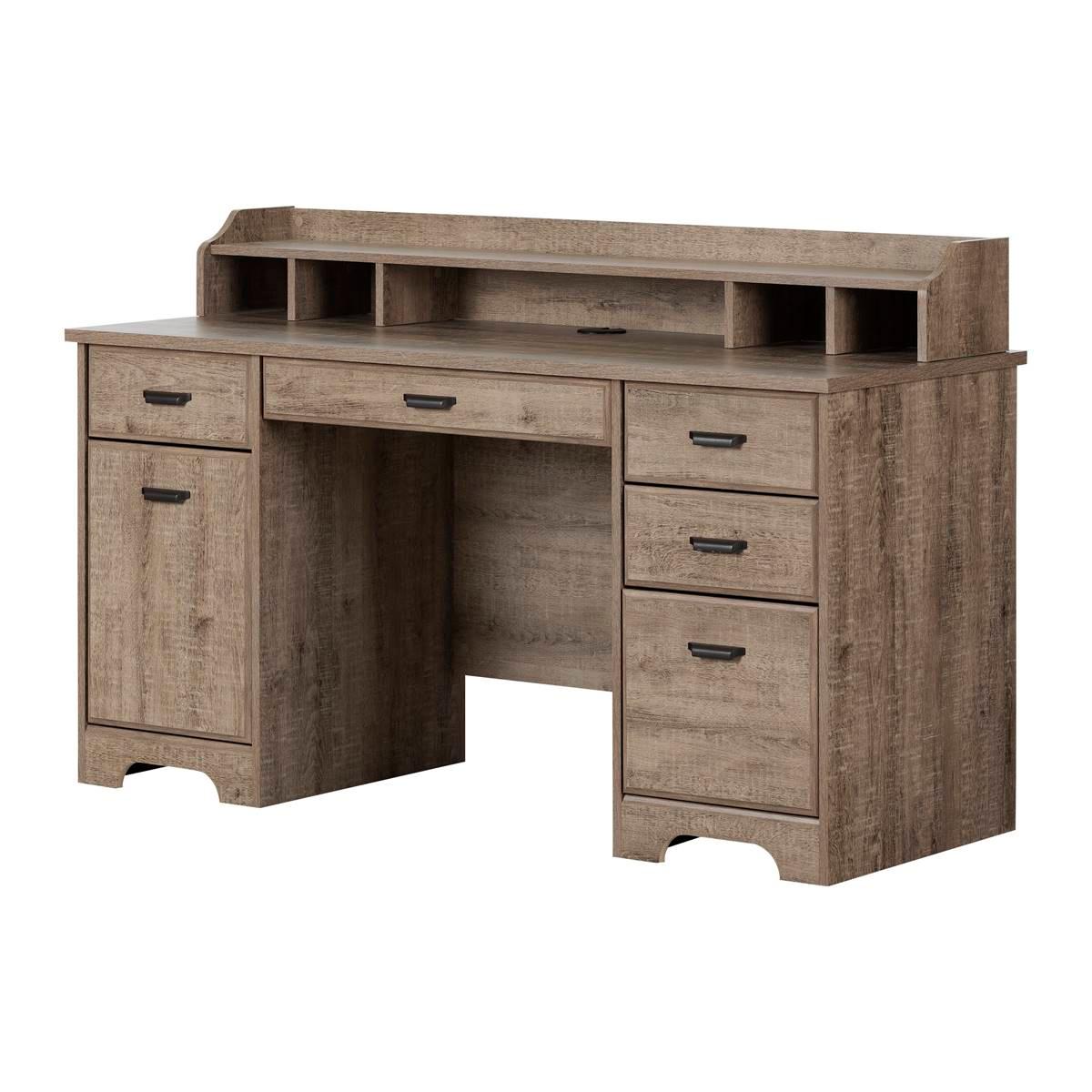 South Shore Versa Weathered Oak Computer Office Desk