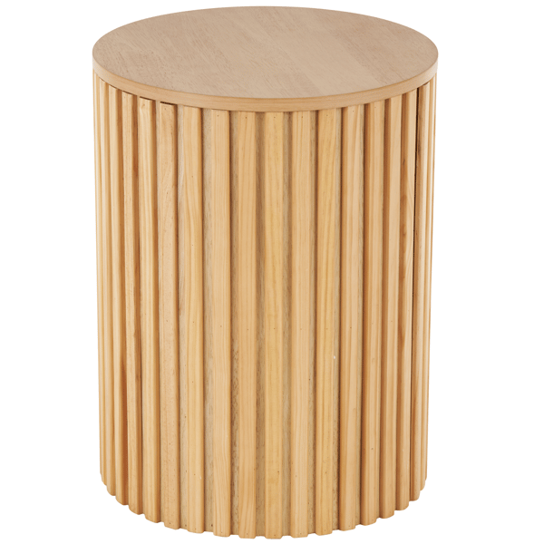 9th & Pike® Modern Brown Wood Round Ribbed Accent Table