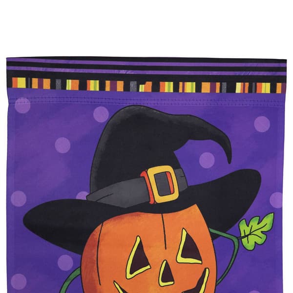Northlight Seasonal Pumpkin in Witch Hat Halloween Garden Flag