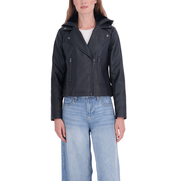 Sebby Collection Women''s Motorcycle Jacket With Faux Fur Lining