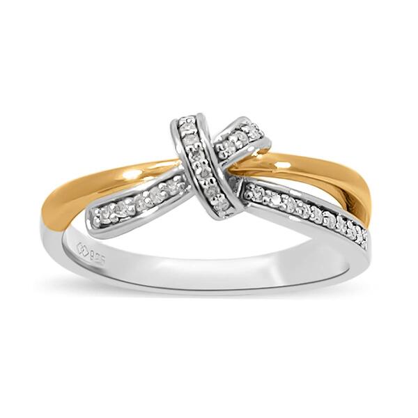 Diamond Classics&#40;tm&#41; 1/10ctw. Diamond Two-Tone Plated Bow Ring - image 