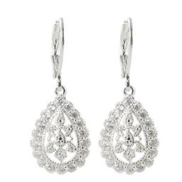 Silver Plate Vintage Cubic Zirconia Drop Earrings