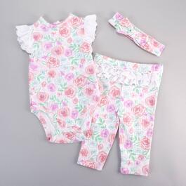 Baby Girl &#40;3-12M&#41; Little Me&#40;R&#41; Floral Bodysuit & Pants Ribbed Set
