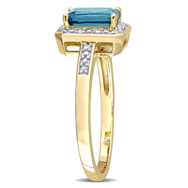 Gemstones Classics&#8482; 14kt. Yellow Gold London Blue Topaz Halo Ring