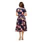 Womens 24/7 Comfort Apparel Navy Floral Pleated Flare Midi Dress - image 2