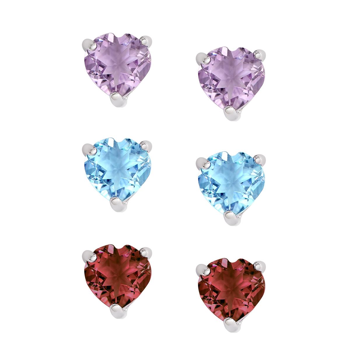 Gianni Argento 3pr. Heart Stud Earrings Set