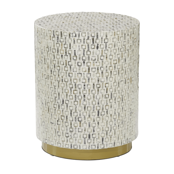 9th & Pike® Contemporary White Mother Of Pearl Shell Accent Table