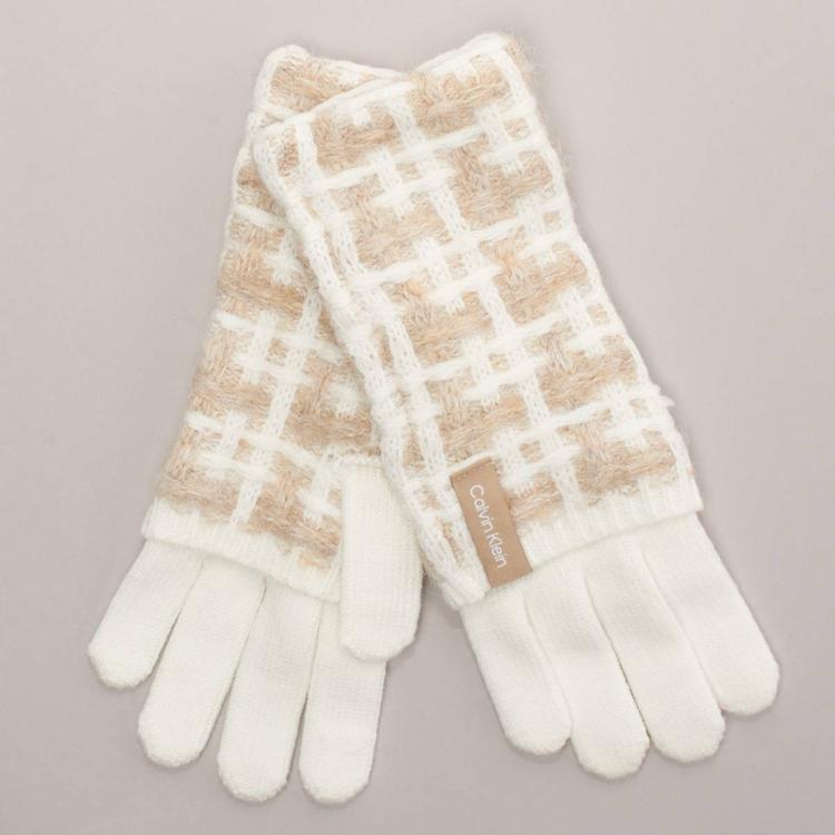 Womens Calvin Klein Grid Knit Gloves