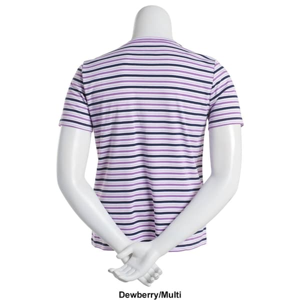 Petite Hasting & Smith Short Sleeve Stripe Henley Top