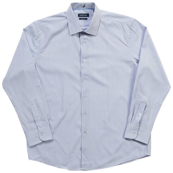 Mens Nautica Geometric Slim Fit Dress Shirt - White/Navy - image 