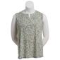 Petite Napa Valley Sleeveless Sketch Floral Pleat Henley Blouse - image 1