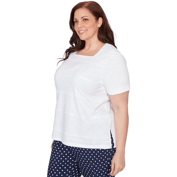 Plus Size Alfred Dunner Port Side Short Sleeve Square Neck Blouse